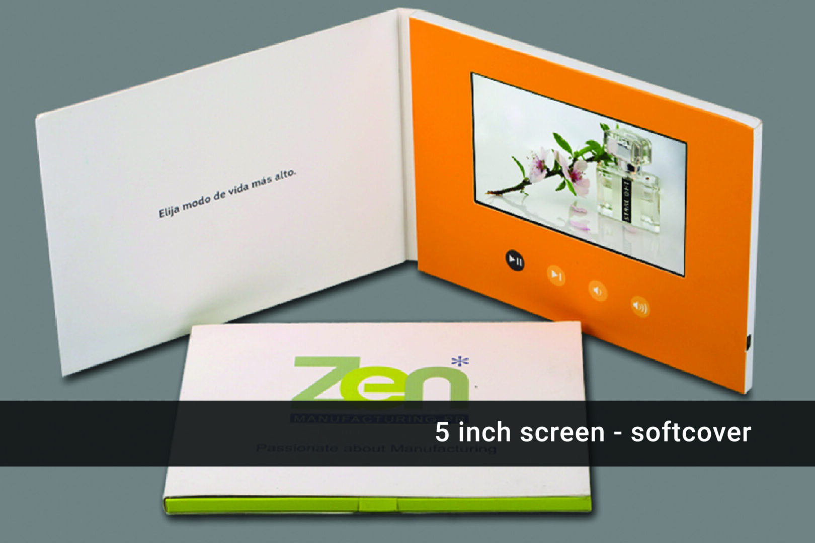 A video screen is shown with the words " zen ".