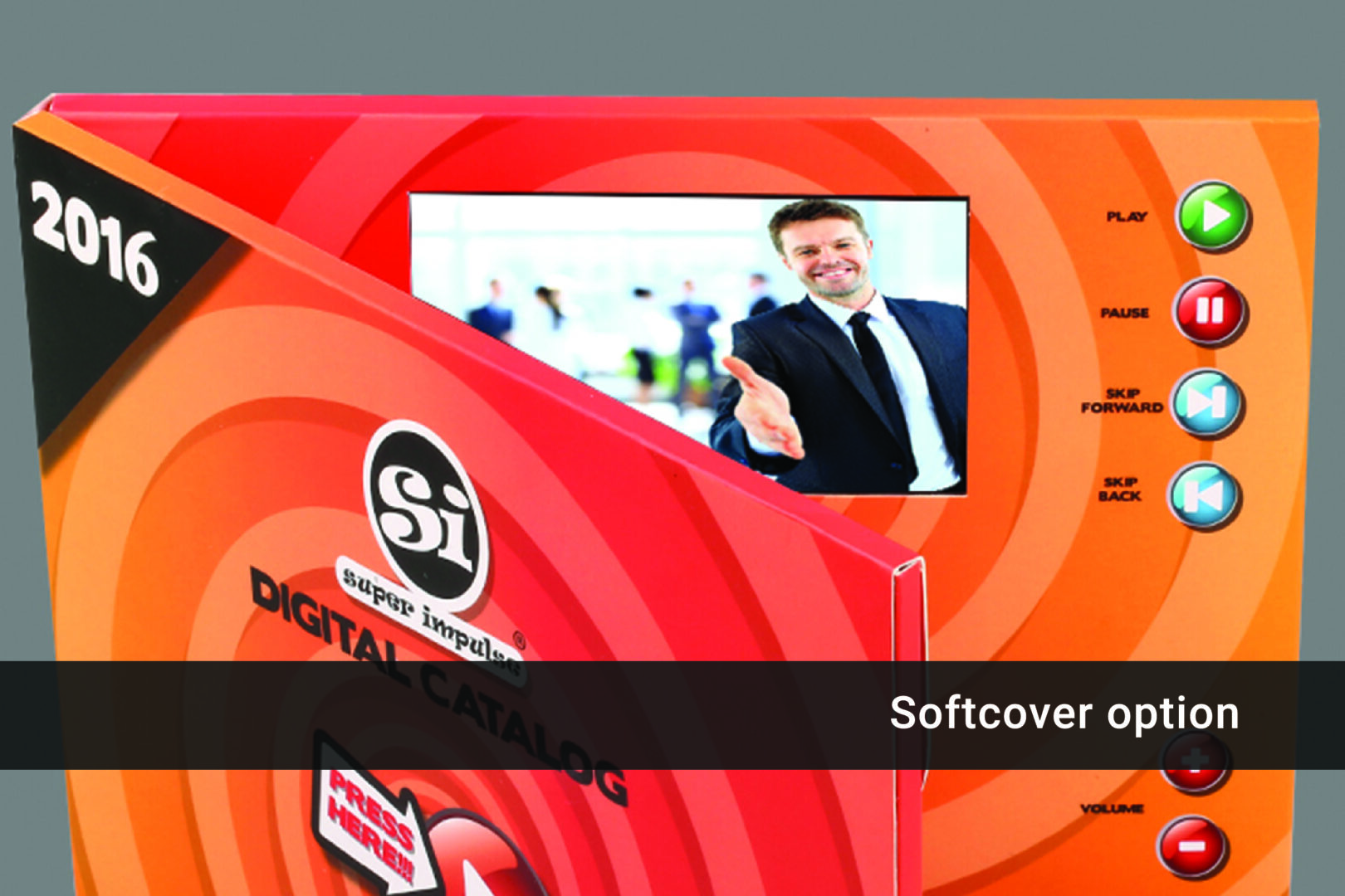 A red and orange cover of a digital signage.