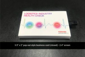 A business card with the words " logistics industry health check ".