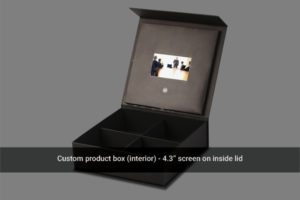 A custom product box with a picture of someone in the middle.