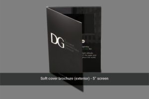 A soft cover brochure with an exterior screen.