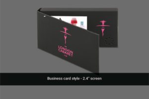 A business card style with a screen