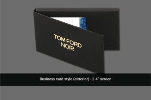 A business card style wallet with the name tom ford noir.