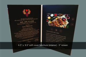 A brochure with an image of food on it.